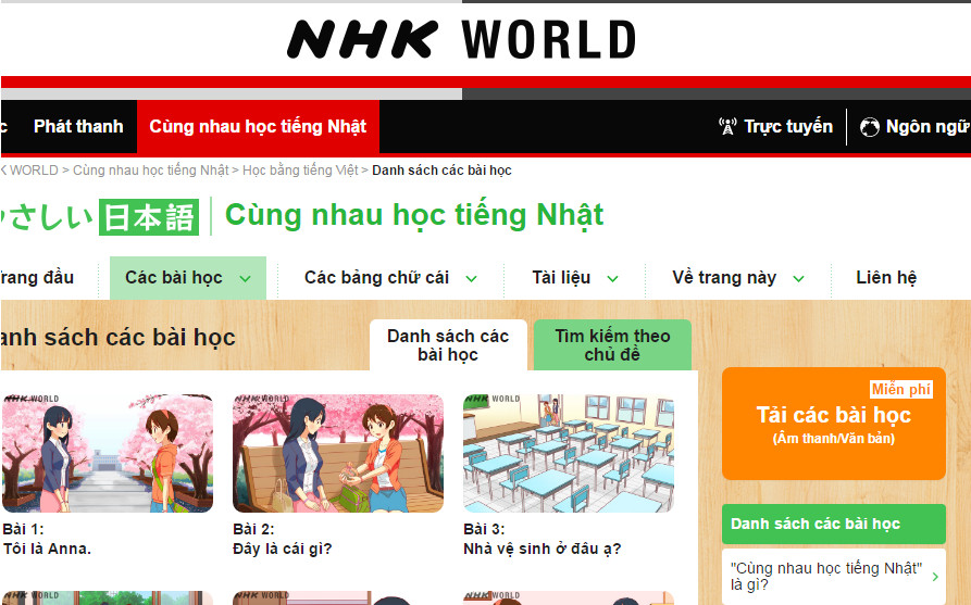 Tổng hợp website học tiếng Nhật online uy tín
